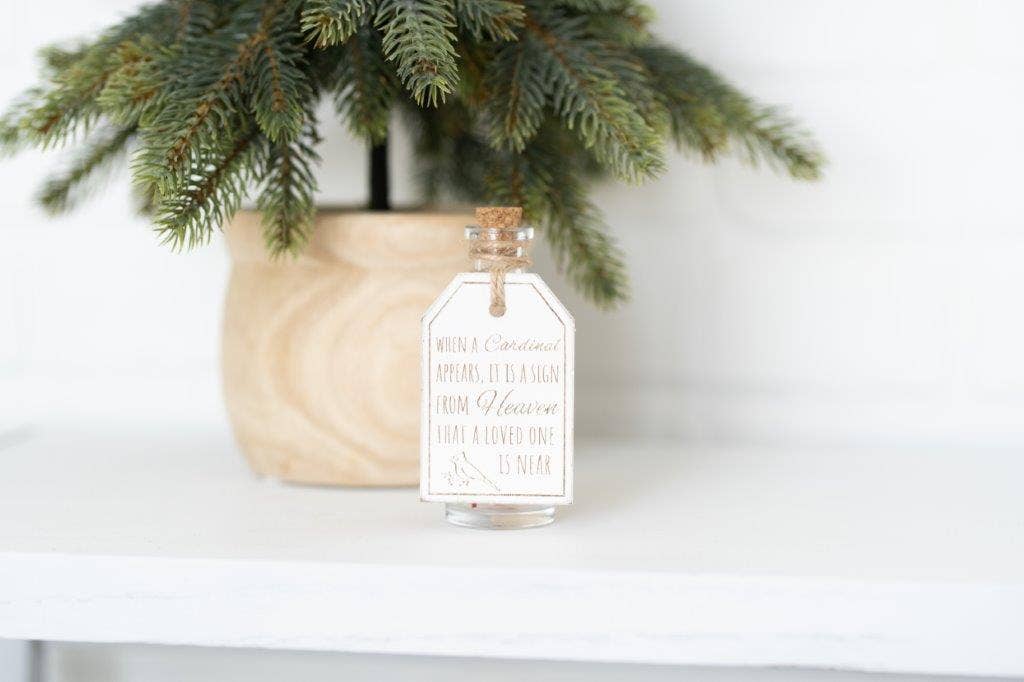 Glass Bottle Cardinal Decor