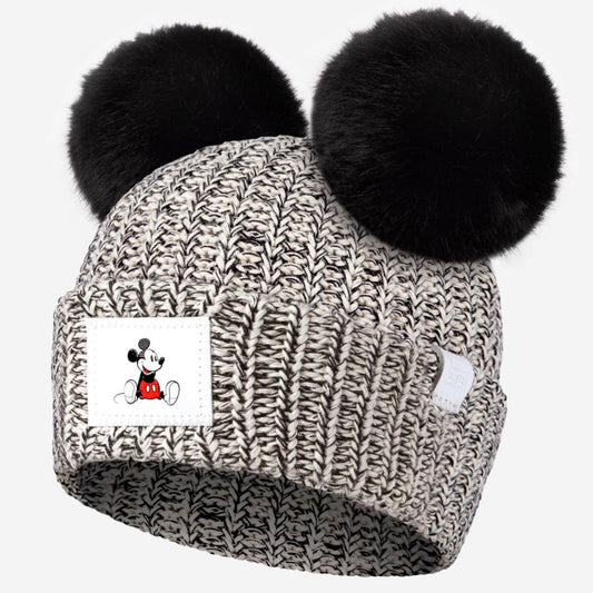 Mickey Mouse Black Speckled Double Pom Beanie - Love Your Melon x Disney