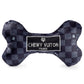 Black Checker Chewy Vuiton Bone Squeaker Dog Toy: Large