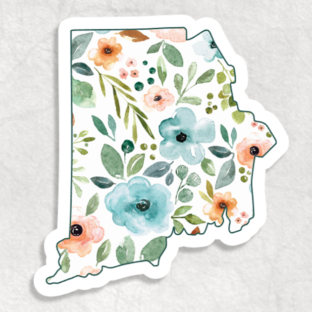 Rhode Island Floral Sticker