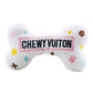 White Chewy Vuiton Bones Squeaker Dog Toy: Large