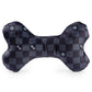 Black Checker Chewy Vuiton Bone Squeaker Dog Toy: Large