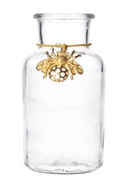 Mini Bottle Vase With Gold Bee Charm