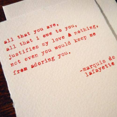 De Lafayette Love Quote Card