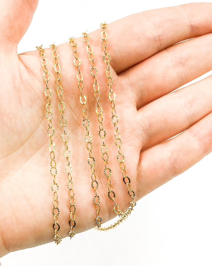 14k Gold Filled Hammered Oval Link Chain. 1128GF