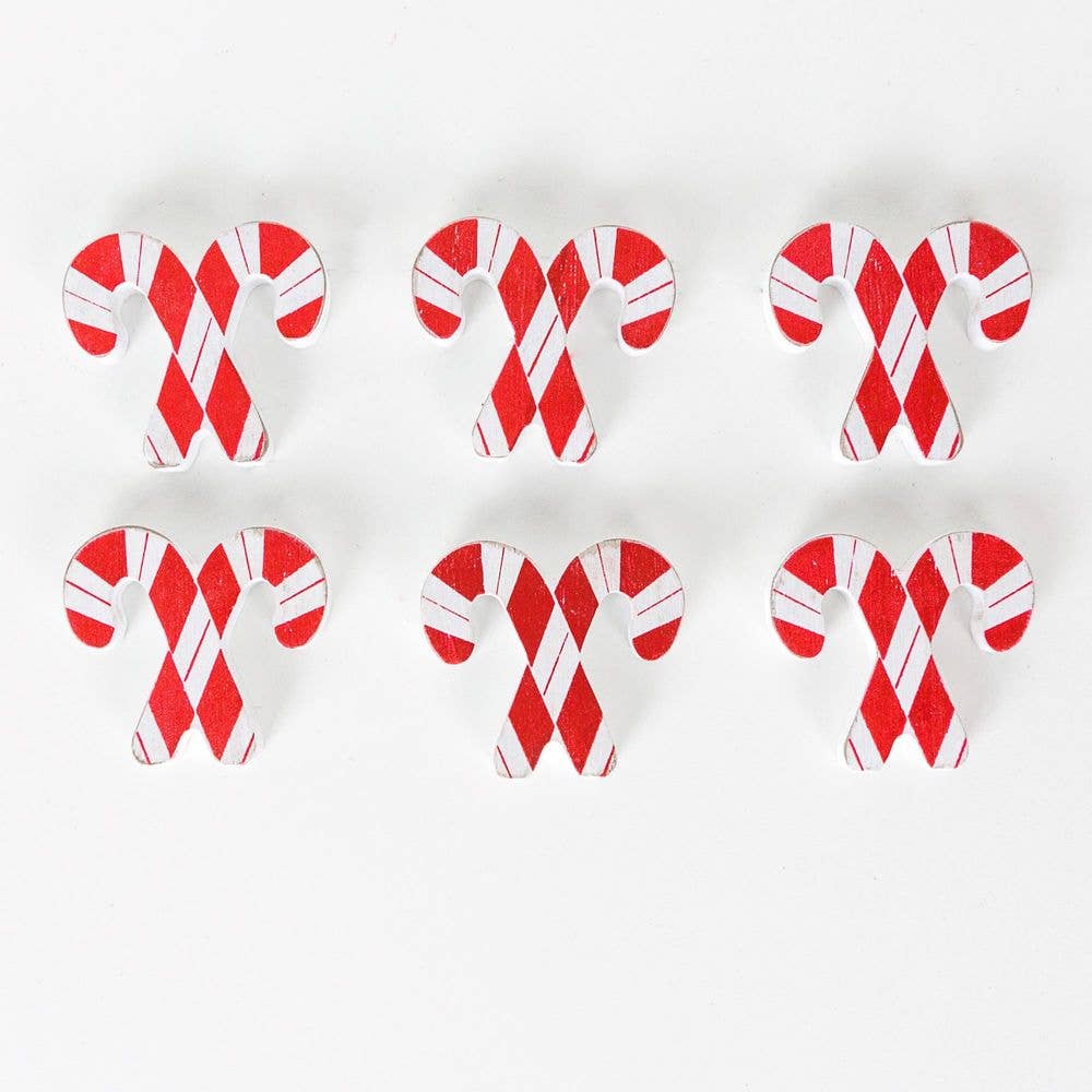 Wooden Candy Canes - Set of 6