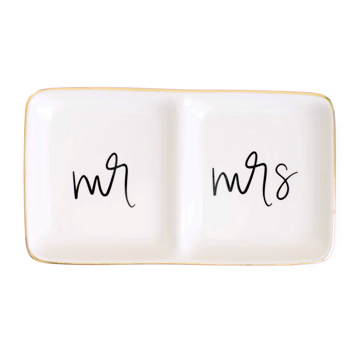 Mr. and Mrs. Jewelry Dish - Black and White - 7.2x4”