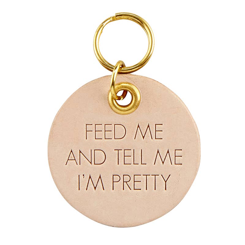 Leather Pet Tag - Feed Me