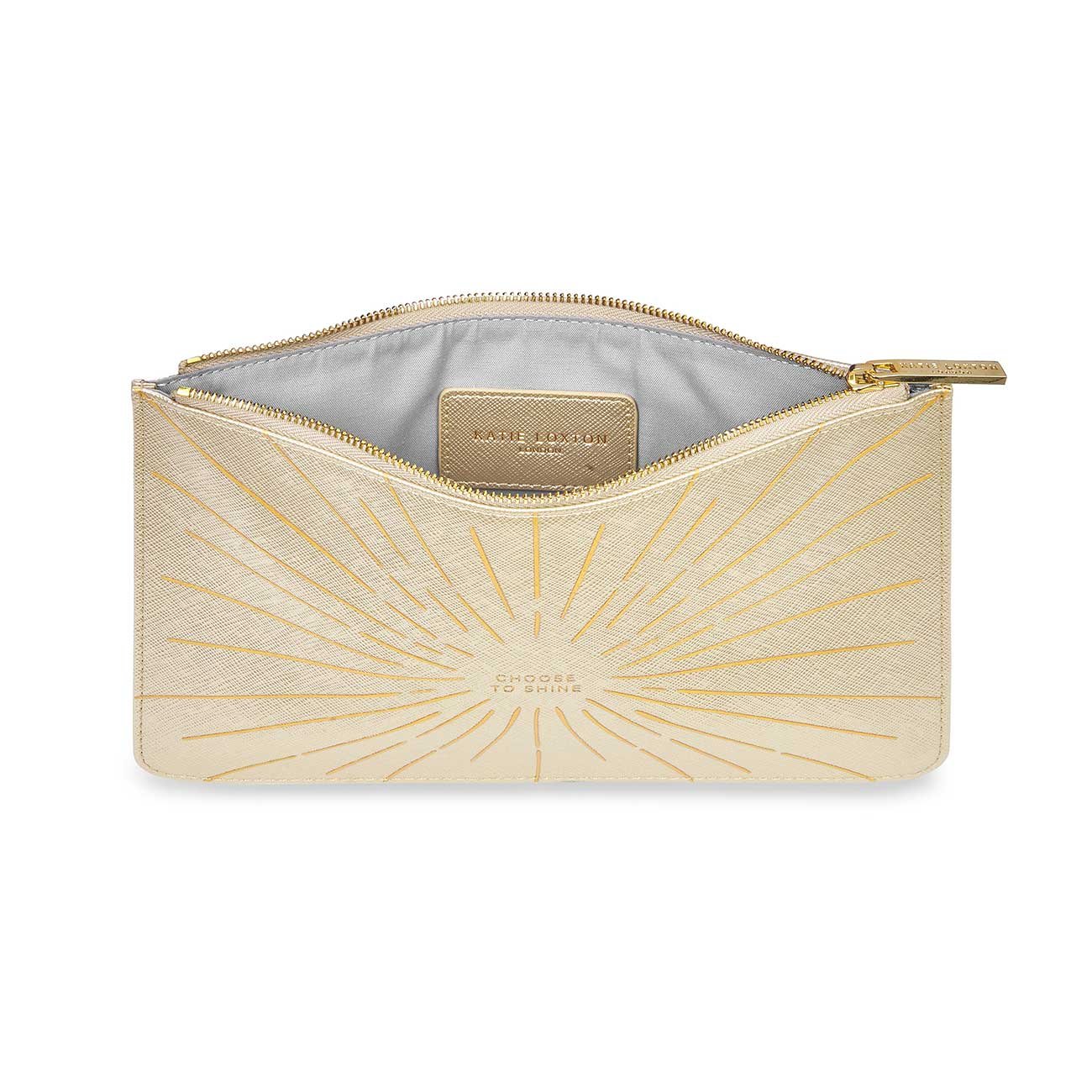 Gold Print Perfect Pouch | Choose To Shine | Metallic Gold