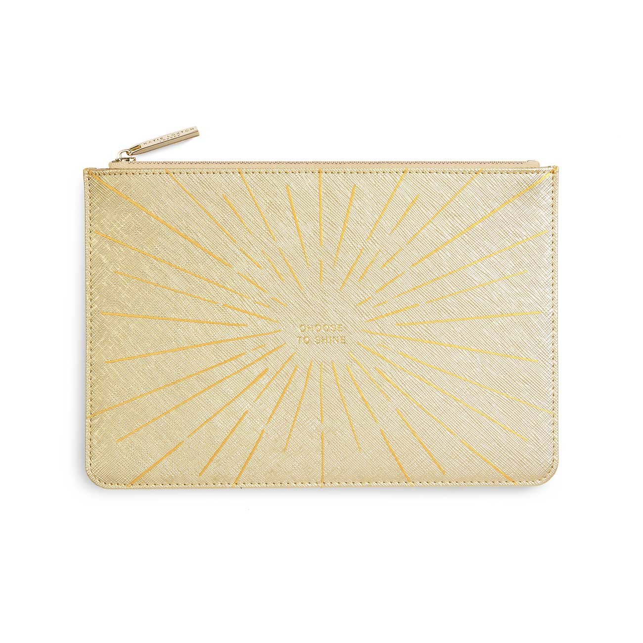 Gold Print Perfect Pouch | Choose To Shine | Metallic Gold